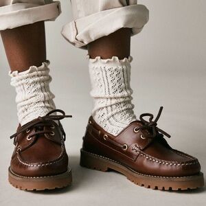 Anthropologie  Leather Boat Lug Sole Shoes